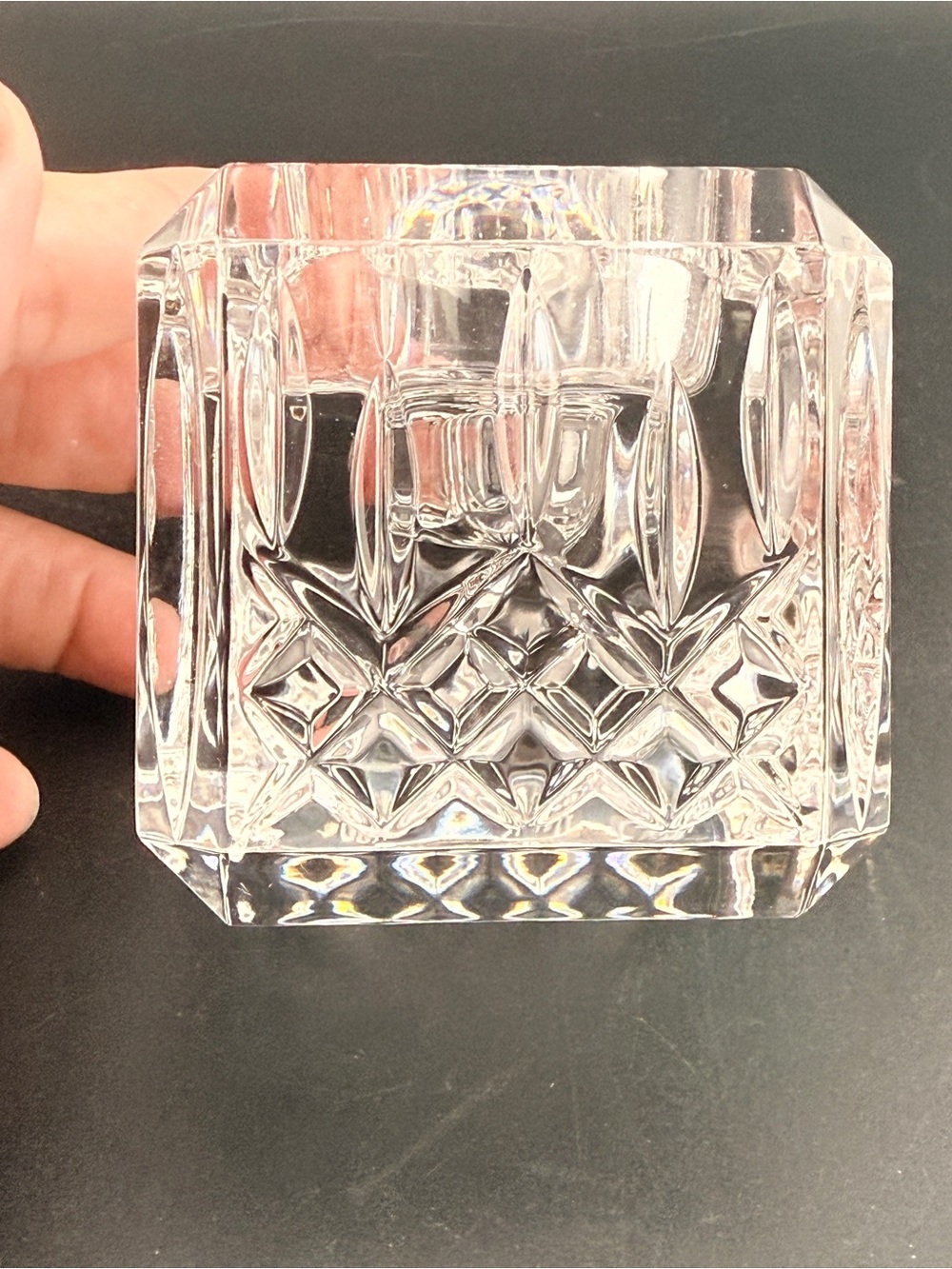 WATERFORD Crystal Lismore Square 2.5" Cube Candle Stick & Tea Light Holder - Picture 2 of 4